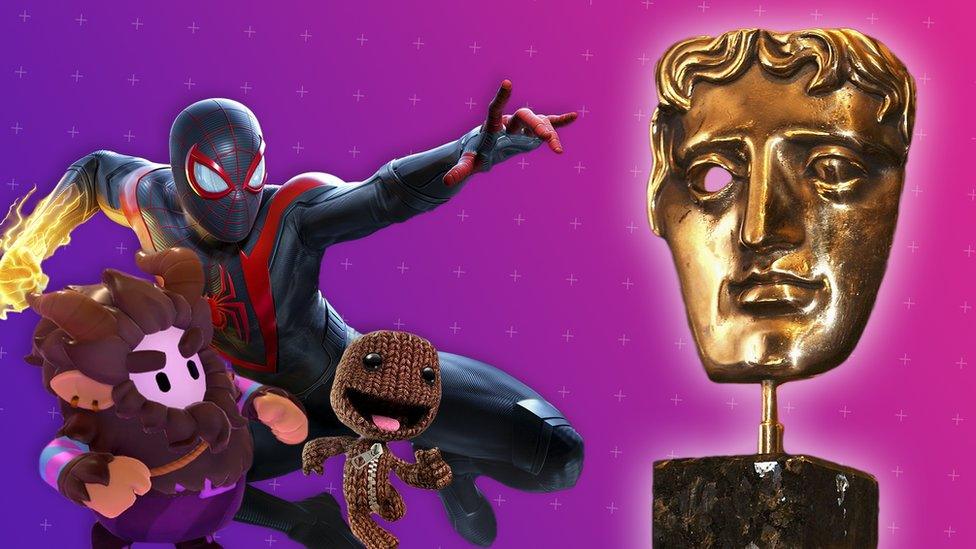 Spiderman, a fall guy, and sackboy are after a BAFTA trophy