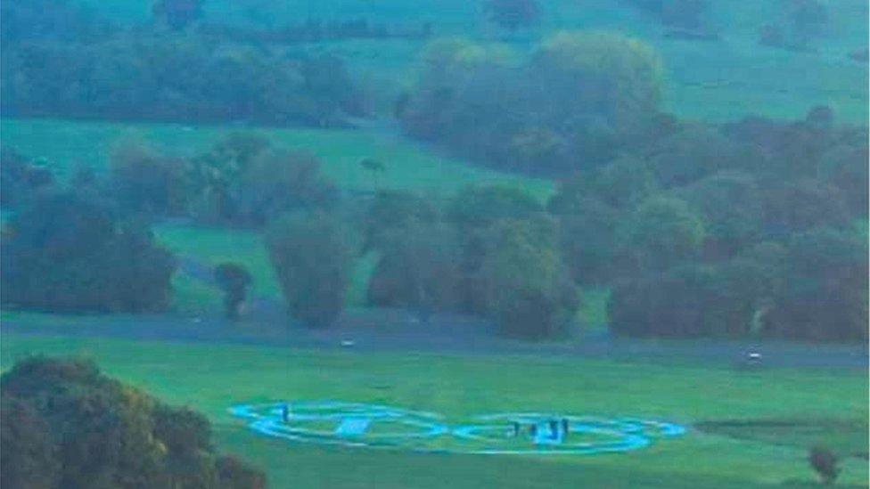 Radiohead logo and the Pyramid Stage