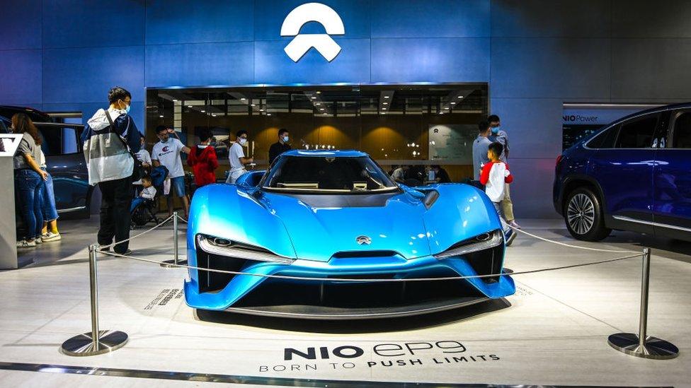 Nio EP9 car is on display at 2020 Shanghai Pudong International Automotive Exhibition