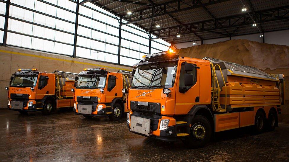 Some of Traffic Wales' gritting fleet