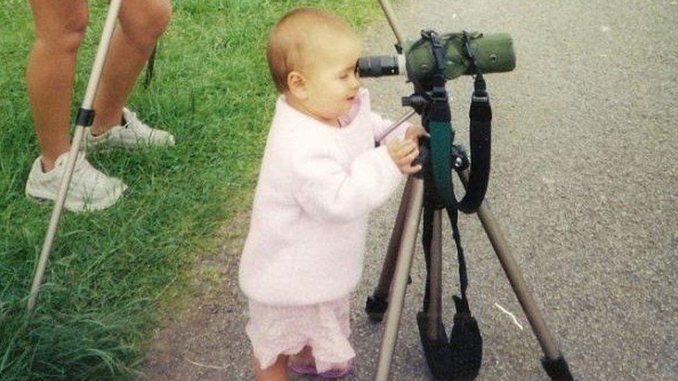 Birdgirl watching birds