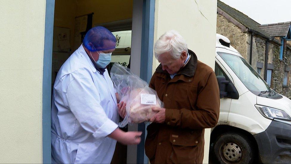 Lord Newborough with a turkey