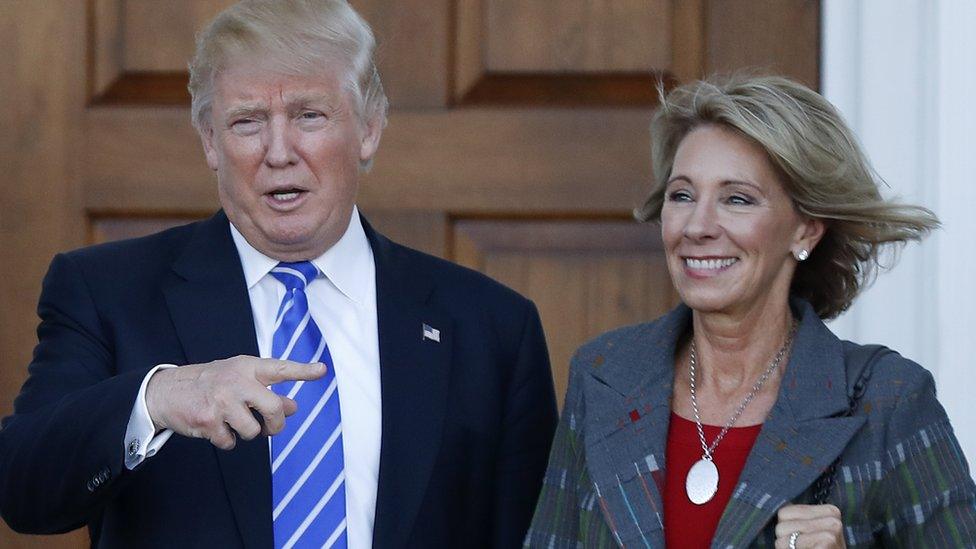 Donald Trump with Betsy DeVos at Trump International Golf Club, November 19, 2016