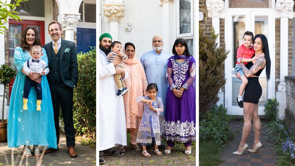 Portraits of people on their doorstep