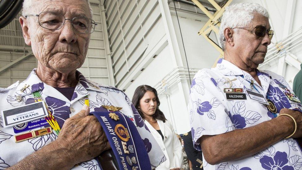 Servicemen and women at the ceremony in Honolulu, Hawaii