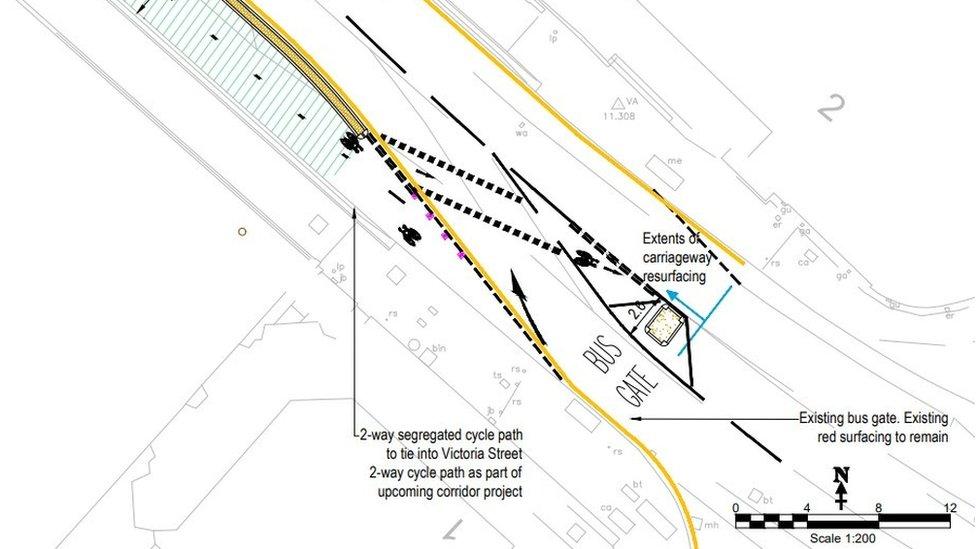 A picture of cycle lane plans