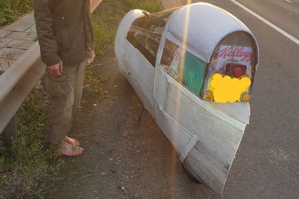 Unusual vehicle stopped on M25