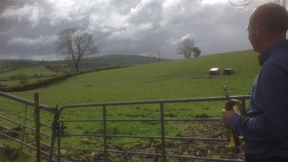 The field beside Samuel Sayers' house where he practiced drilling