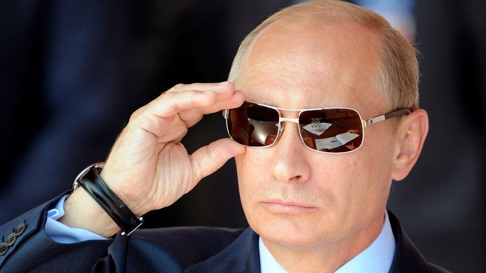 Russian President Vladimir Putin in sunglasses, 17 Aug 11