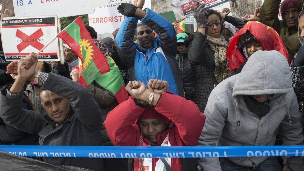 Protestors in New York gathered opposite United Nations Headquarters January 2016