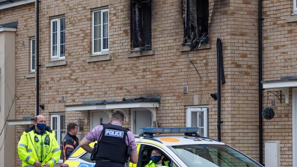 Emergency services at house fire in St Neots