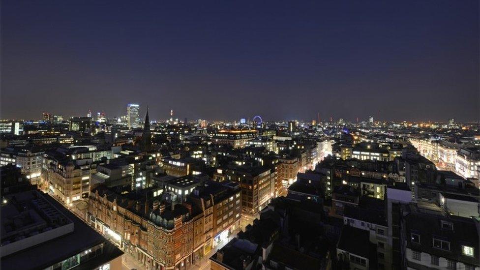 London skyline at night