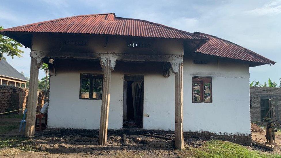 A burnout building at the school in Mpondwe, Uganda - 18 June 2023