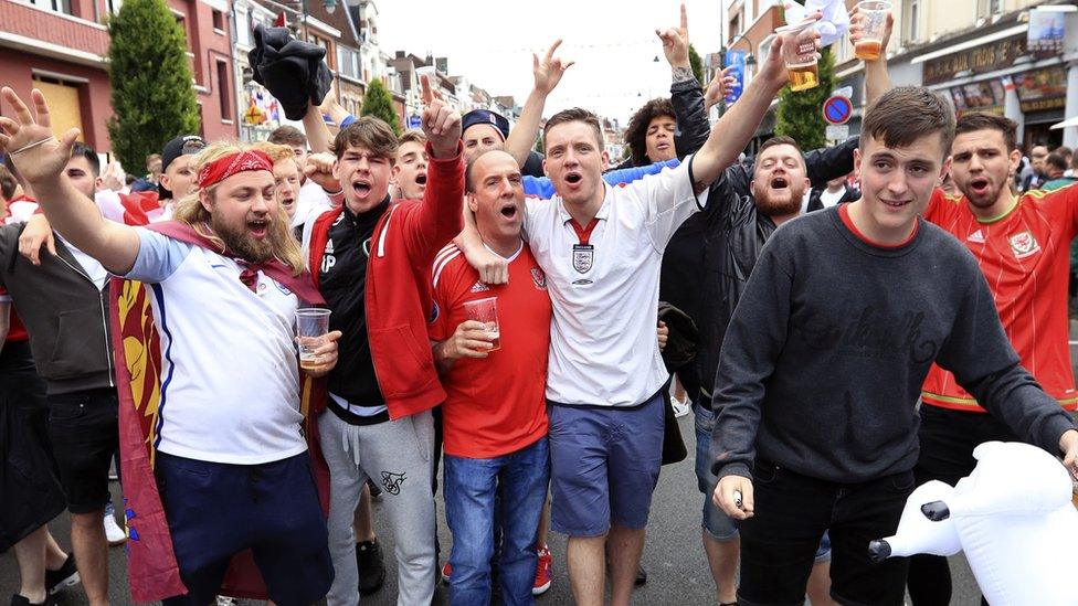 Wales and England fans unite on the streets of Lens