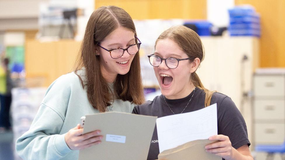 Students arrive at The Bewdley School, Worcestershire to collect their A Level results. 18 August 2022