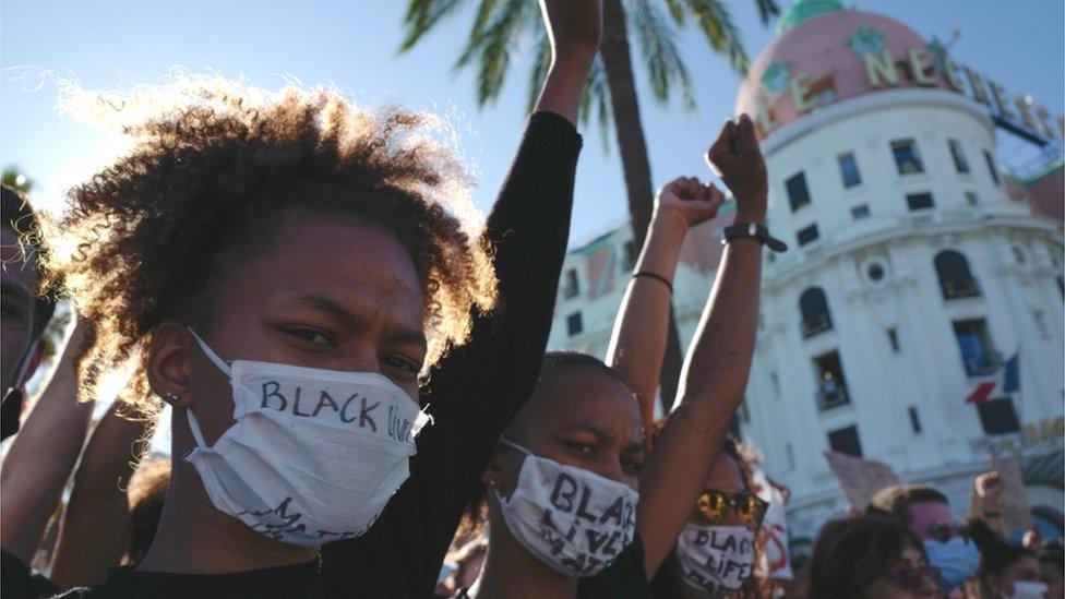 Protestors in Nice, France on Saturday