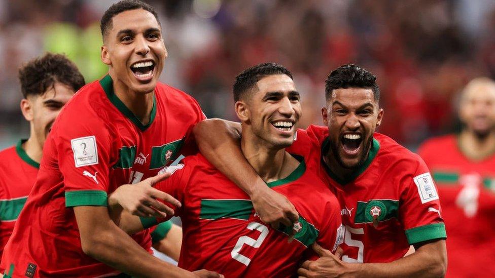 Morocco players celebrating