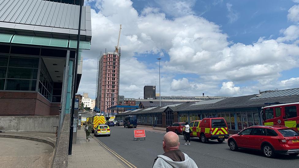 Emergency vehicles on Pond Street