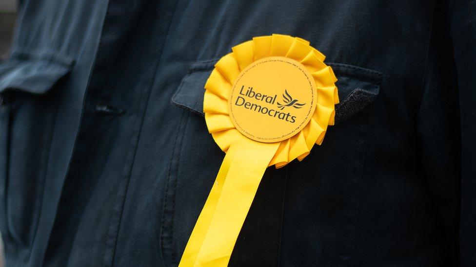 Close up of a Liberal Democrat rosette