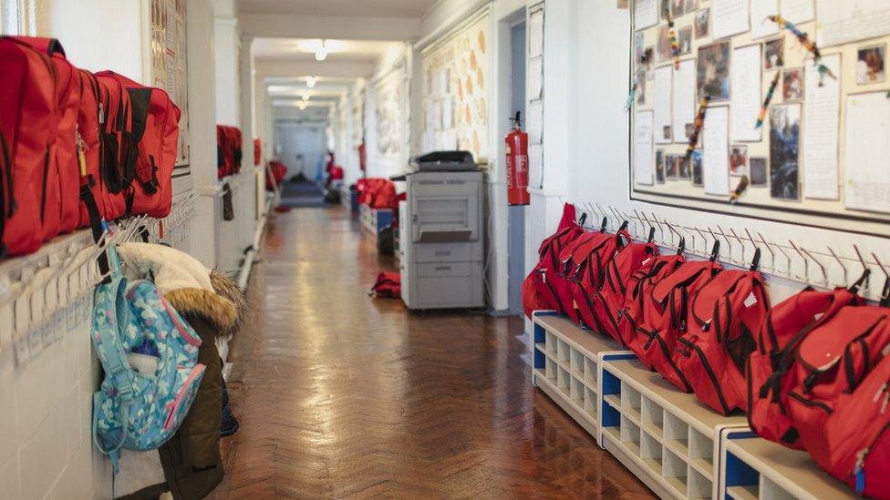 A school corridor stock image