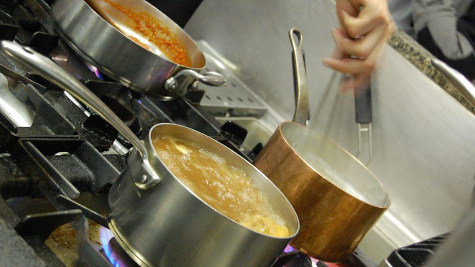 pots on a stove