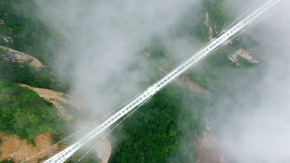 The glass suspension bridge in Zhangjiajie, China