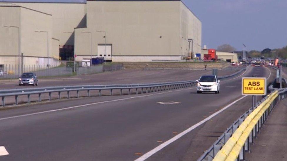 Honda car on the test track at Swindon plant