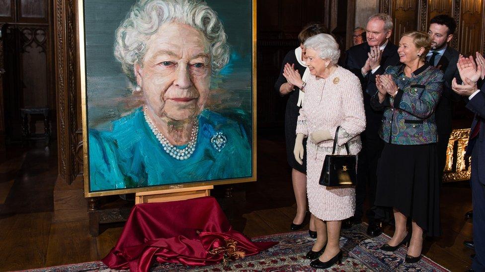 The Queen unveiled the portrait at a Co-Operation Ireland reception in London on Tuesday evening