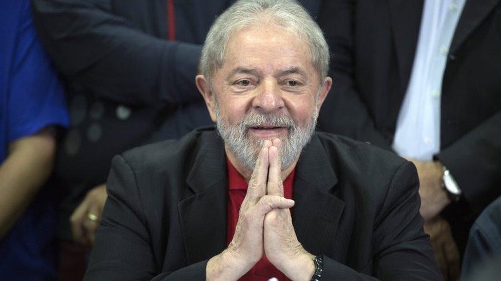 Brazilian former President Luiz Inacio Lula da Silva holds a press conference at the Workers Party national direction facilities, in Sao Paulo, Brazil, 13 July 2017