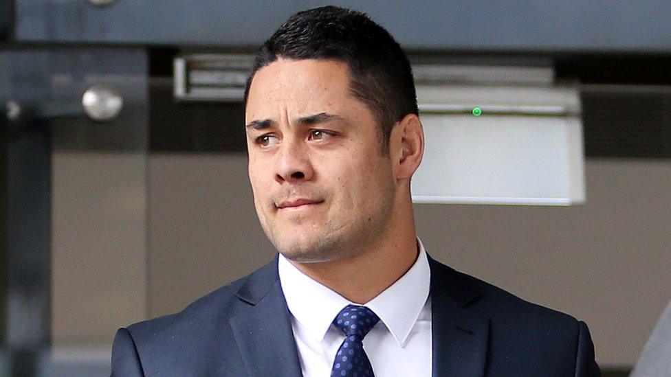 Jarred Hayne outside the Newcastle Court on Thursday