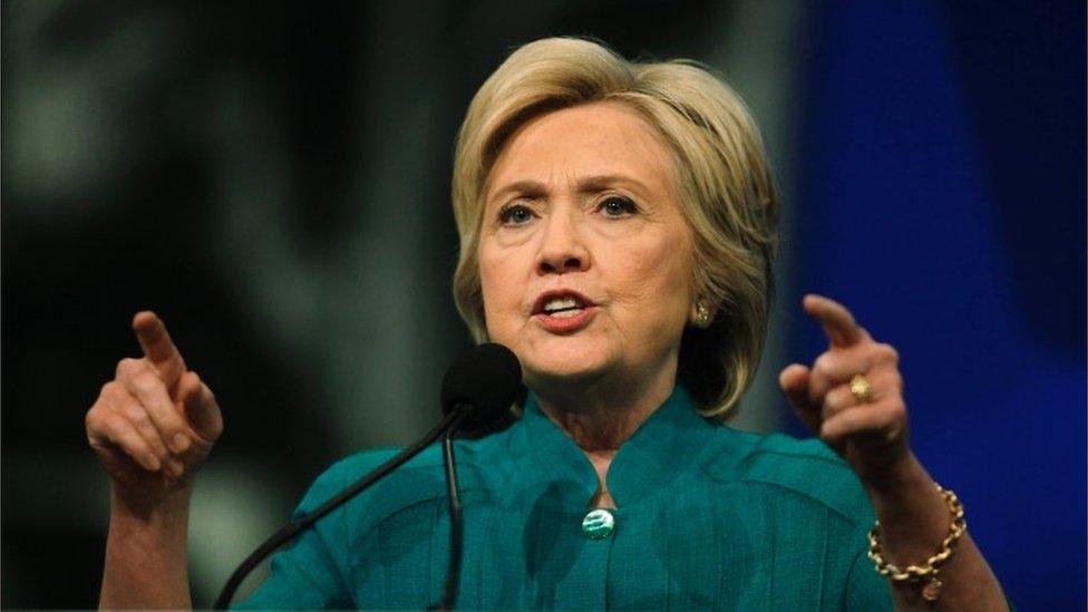 Democratic Presidential candidate Hillary Clinton as she addresses the (AFSCME) American Federation of State, County and Municipal Employees in Las Vegas.