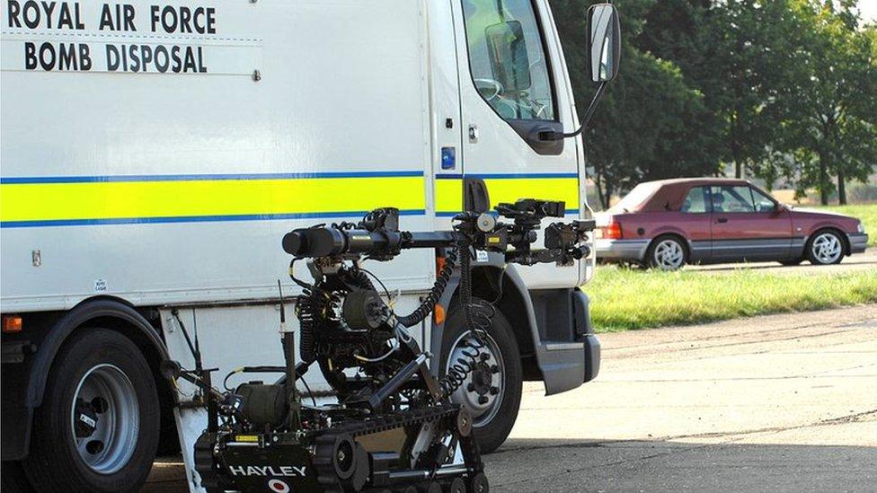 RAF Bomb Disposal vehicle and machinery