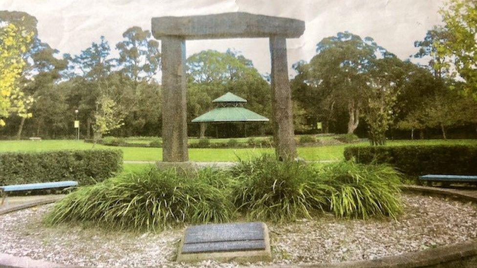 The memorial in Parc Menai, Australia, celebrates links with Wales