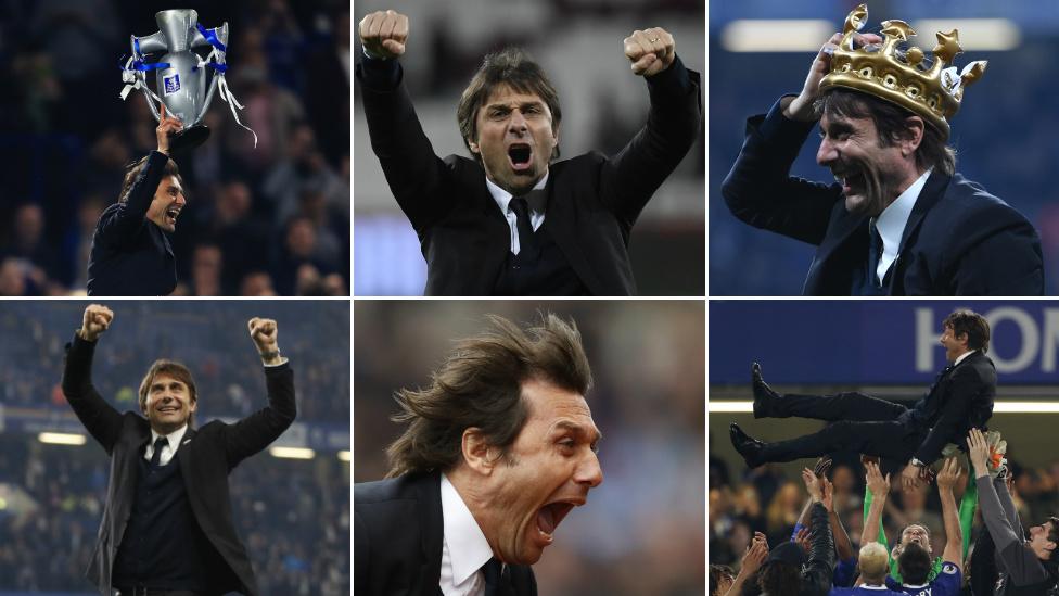 Antonio Conte celebrating