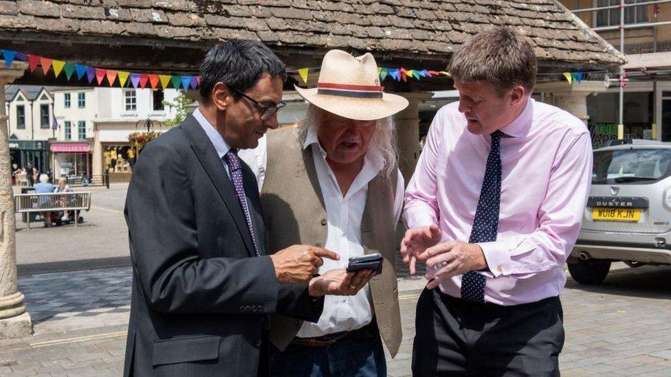 Terry Bracher, Phil Harding and Cllr Richard Clewer explore one of the app sights