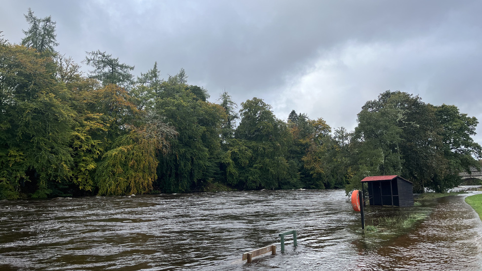 Flooded riverside at the River Spey