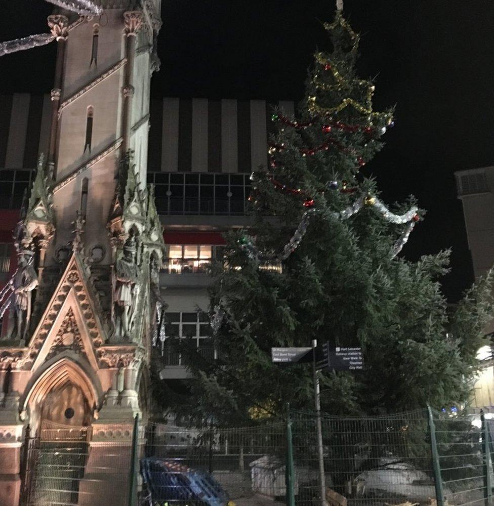 Leicester Christmas tree on 6 November