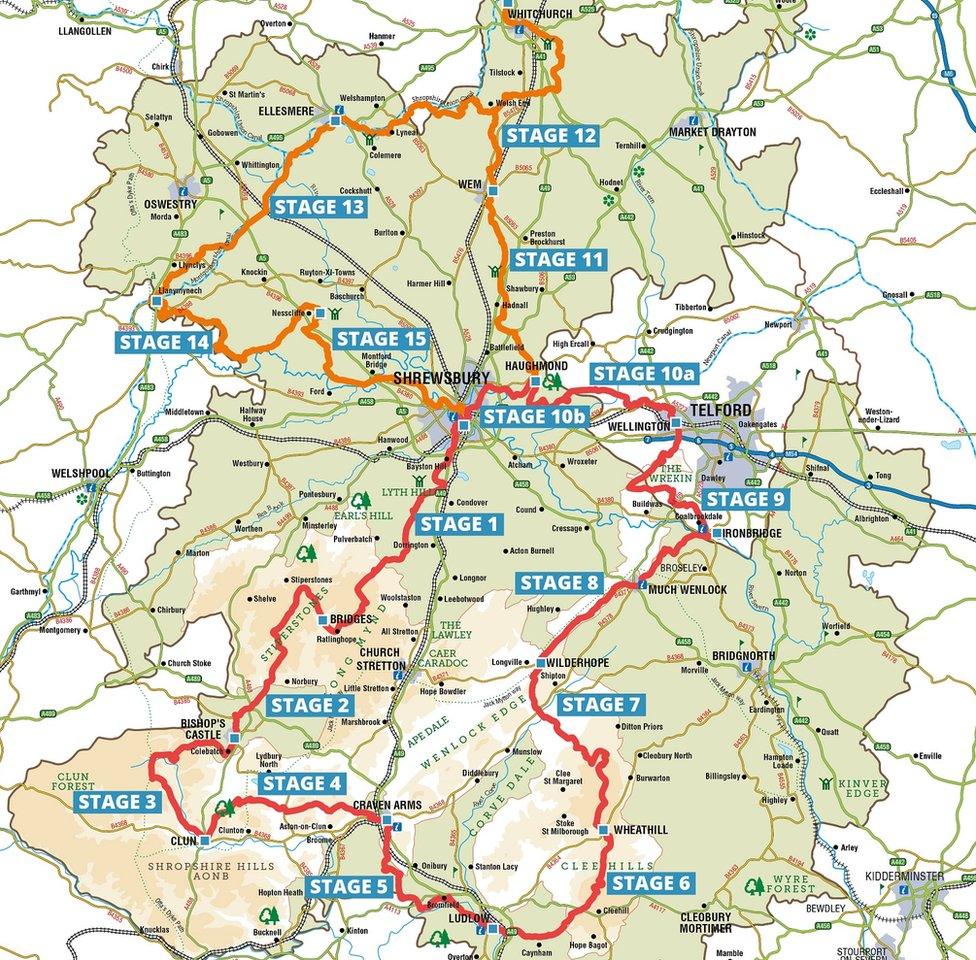 Map of the Shropshire Way