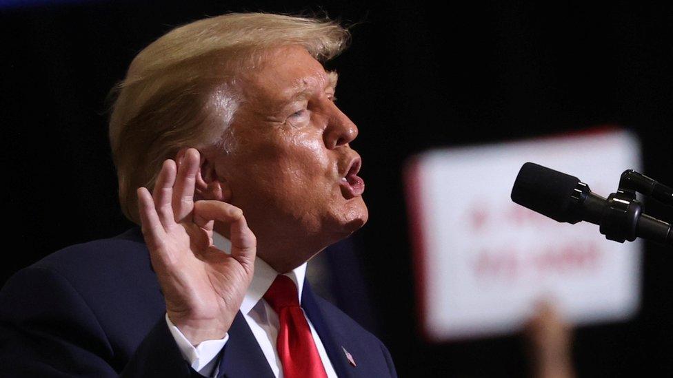 U.S. President Trump rallies with supporters at a campaign event in Henderson, Nevada