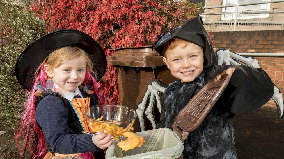 Children recycling