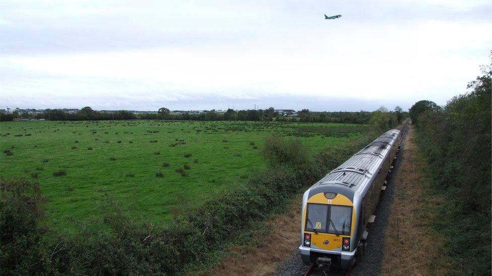 The Knockmore line passing Belfast International Airport