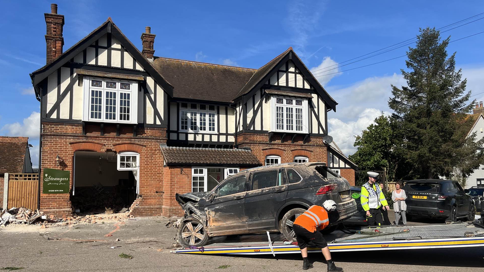 Damaged caused to the Strangers Home pub in Bradfield