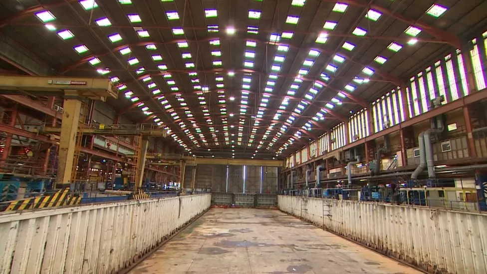 A dry dock inside Appledore shipyard