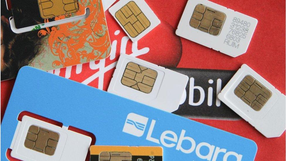 A variety of SIM cards