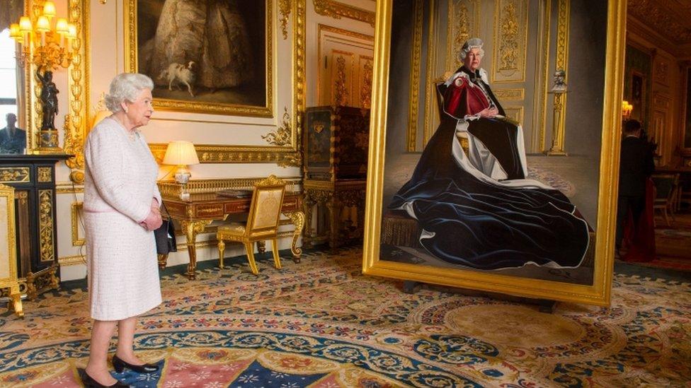 The Queen with her new portrait