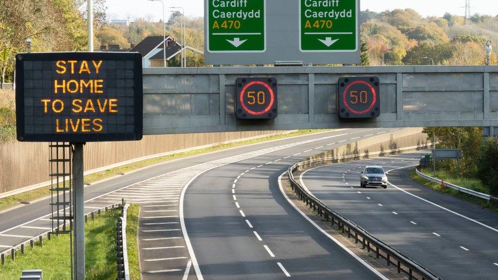 Motorway sign in Wales reads 'stay home to save lives'