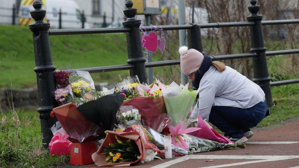 Flowers left at the scene