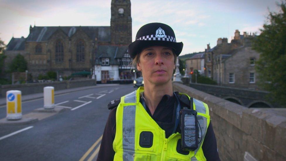 PC Diane Sorrell on patrol in Peebles