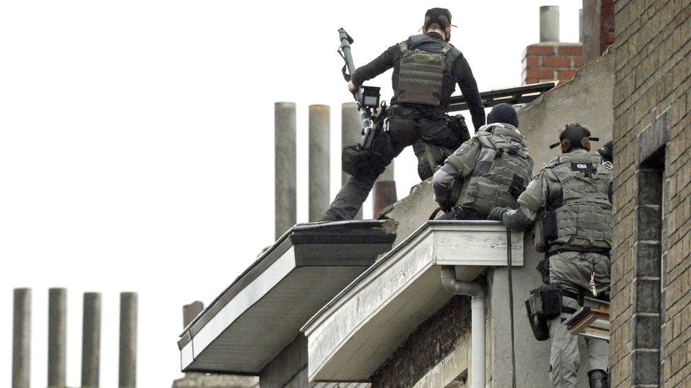 Belgian special forces raided a house in Molenbeek in their search for one of the Paris attackers