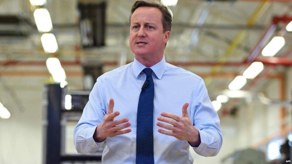 David Cameron speaking at the Siemens factory in Wiltshire on 2 February